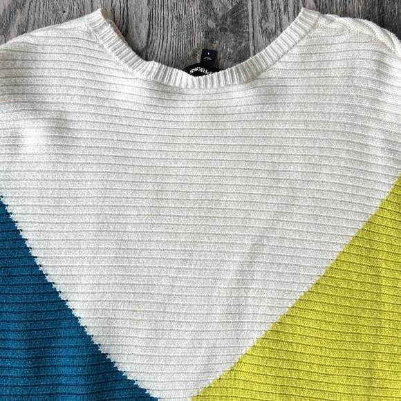 Express Sweater Blue Green Color Block Ribbed Dolman Sleeve Sweater Size Small - Picture 16 of 16